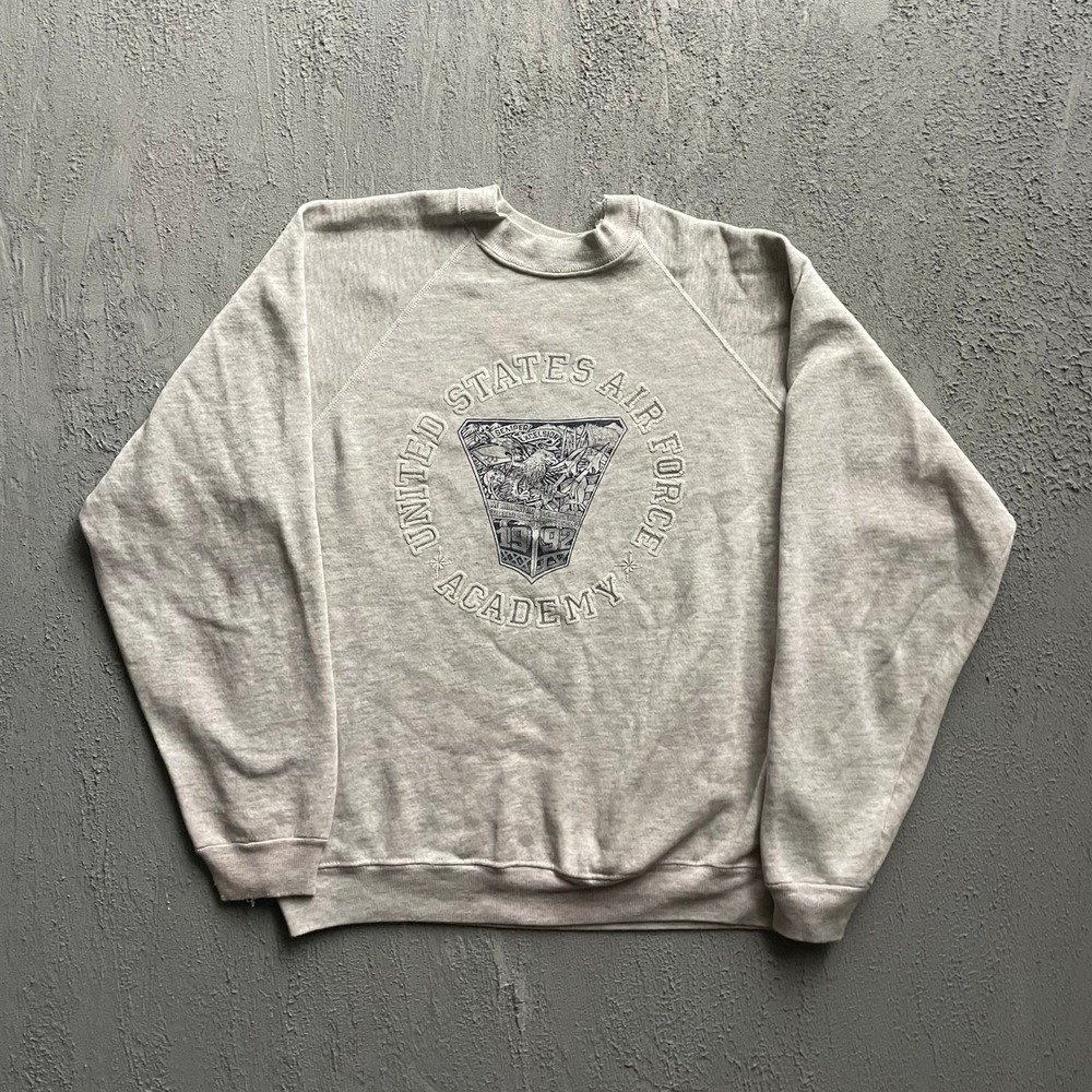 Vintage US Air Force Academy Crewneck Sweatshirt Men XL Grey 90s Hanes
